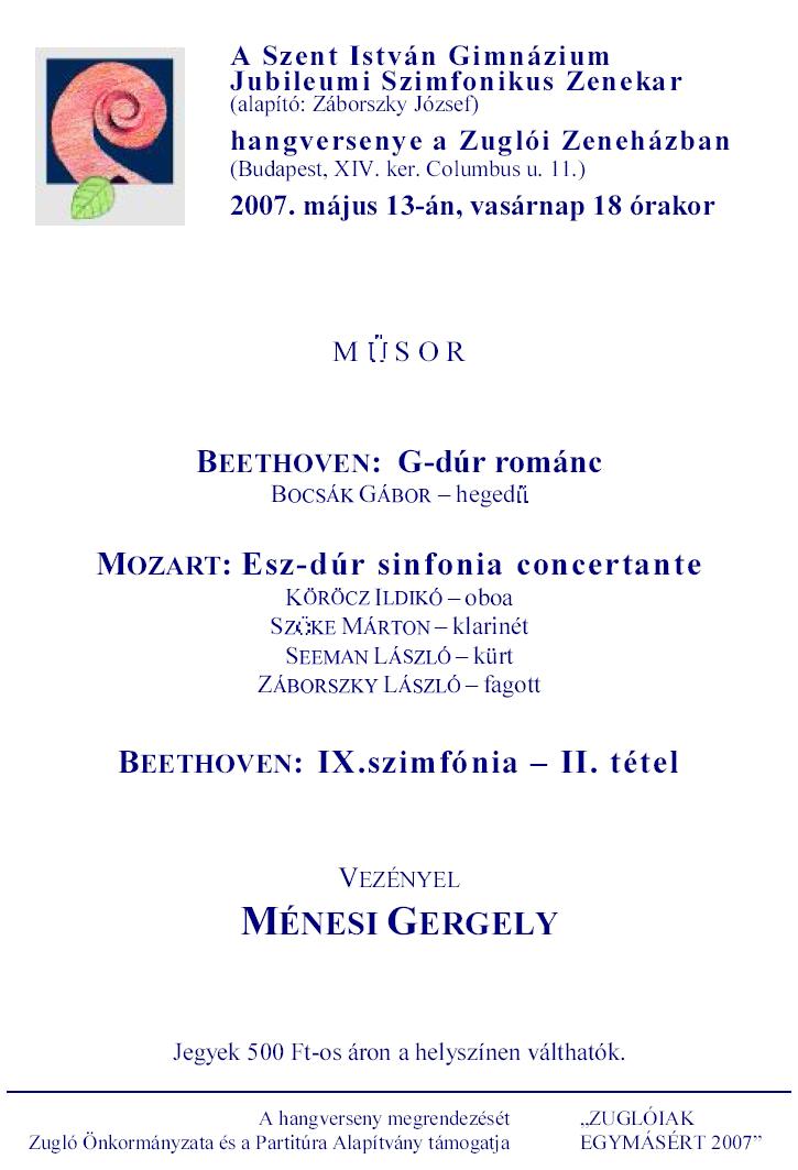2007.05.13. Beethoven-Mozart koncert. Bocs�k G�bor, K�r�cz Ildik�, Sz�ke M�rton, Seeman L�szl�, Z�borzsky L�szl�, M�nesi Gergely