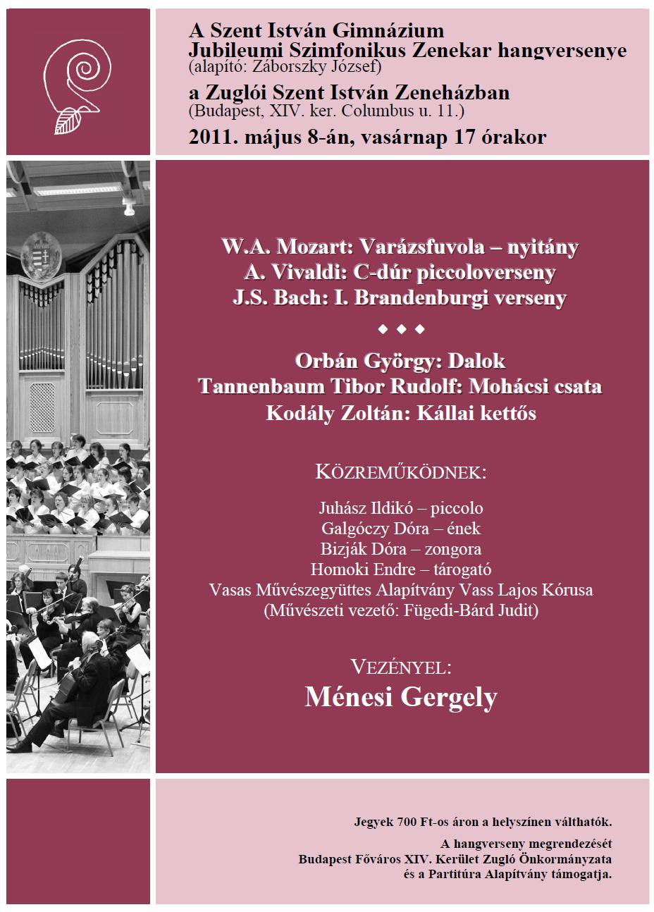 2011.05.08. Zuglói Zeneház. Mozart, Vivaldi, Bach, vez: Ménesi Gergely