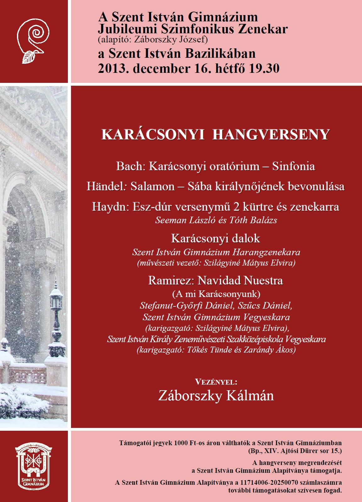 Szent István Gimnázium Jubileumi Szimfonikus Zenekar koncertje