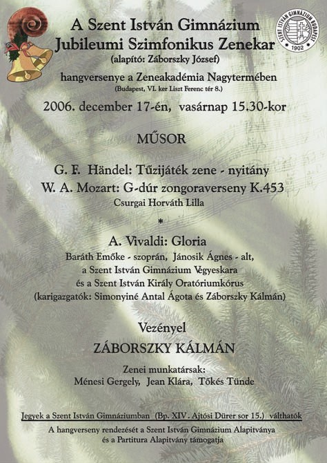 2006.10.28. Kar�csonyi koncert, Z�borszky K�lm�n - vez.